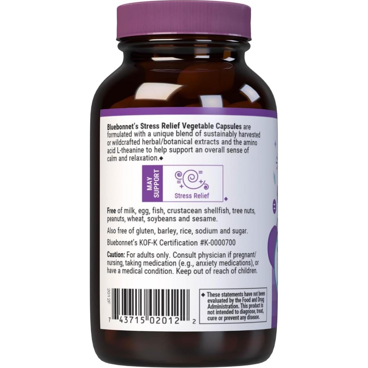 Alivio del Estrés Bluebonnet Nutrition 30 Cápsulas Veganas