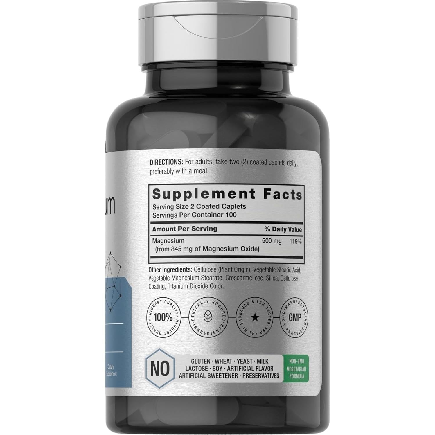 Suplemento de Magnesio Horbaach 845 mg - 200 Tabletas Vegetarianas