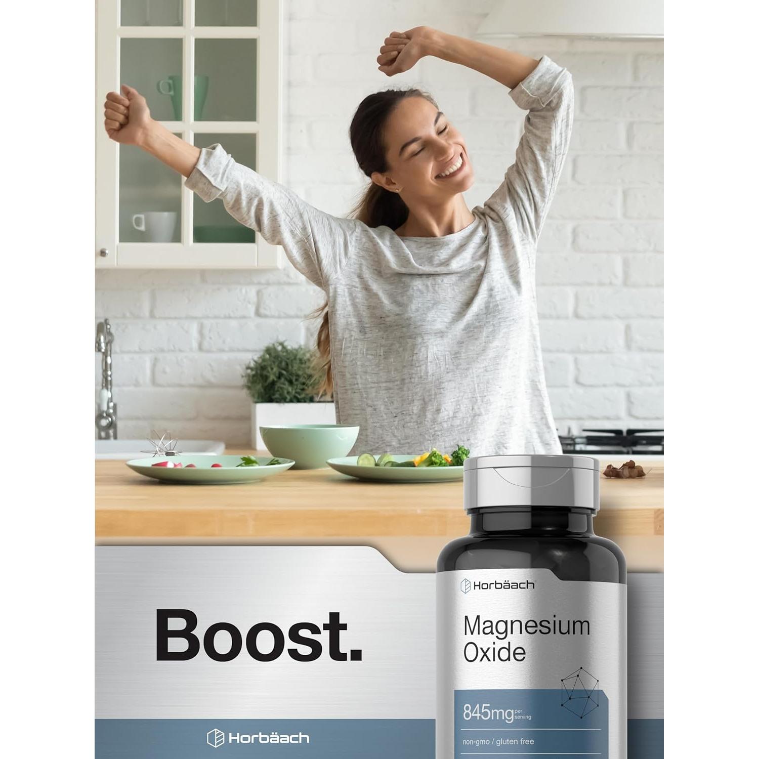 Suplemento de Magnesio Horbaach 845 mg - 200 Tabletas Vegetarianas