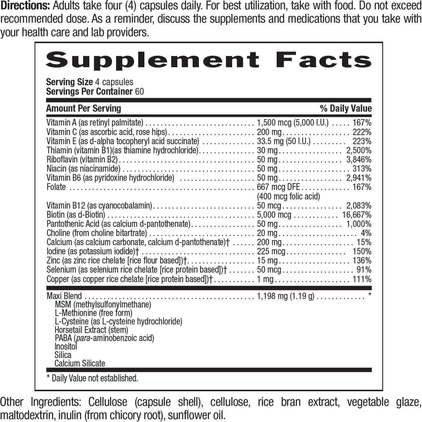 Suplemento Biotina Country Life Maxi-Hair Plus 240 cápsulas