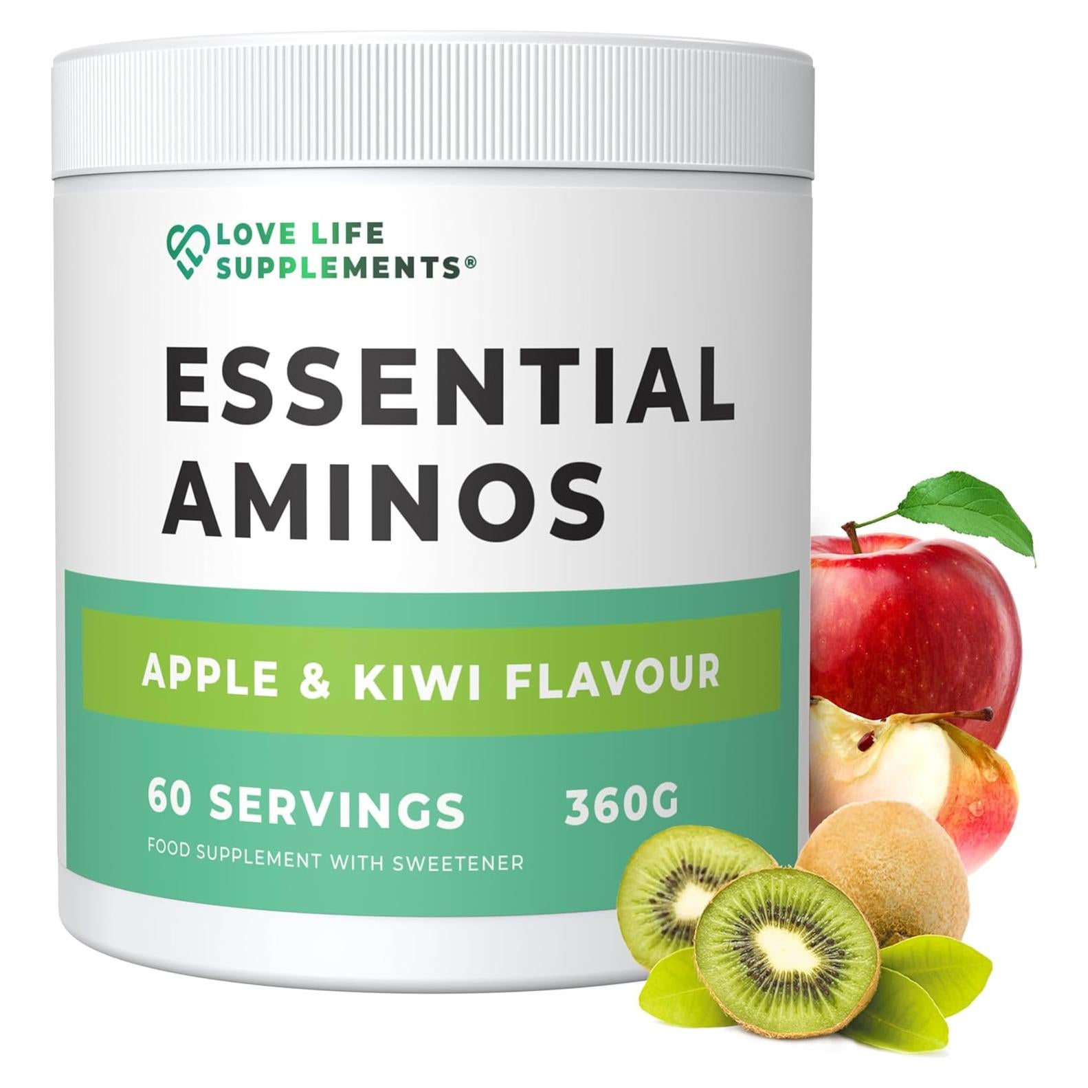 Suplementos Love Life EAA Aminoácidos Esenciales 348g Sabor Manzana y Kiwi