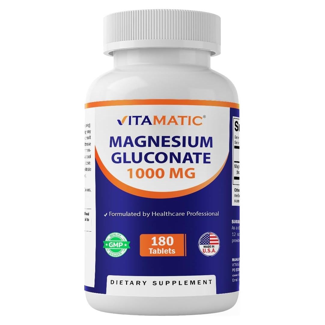 Gluconato de Magnesio Vitamatic 1000 mg - 180 Tabletas Vegetarianas