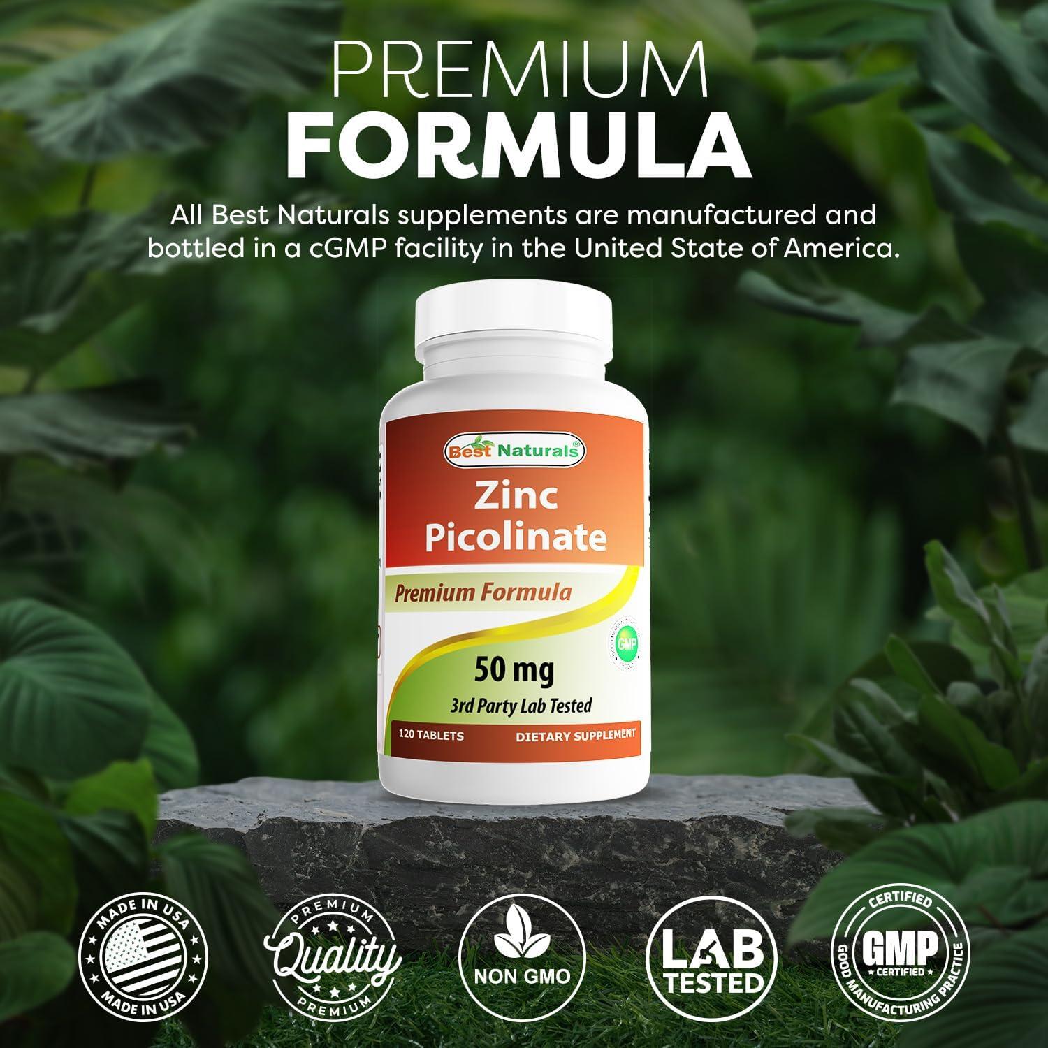 Suplemento de Zinc 50mg Mejores Naturales - 120 Tabletas