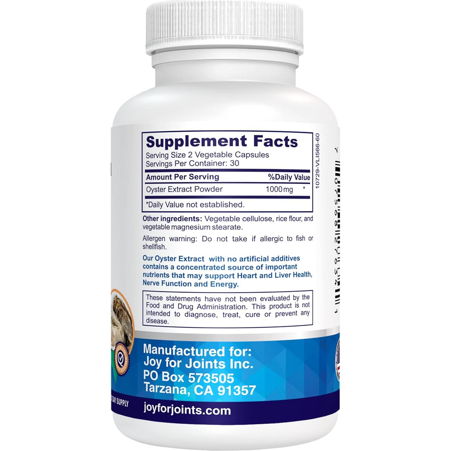 Extracto de Ostra Puro Joy for Joints 500 mg 60 Cápsulas Veganas