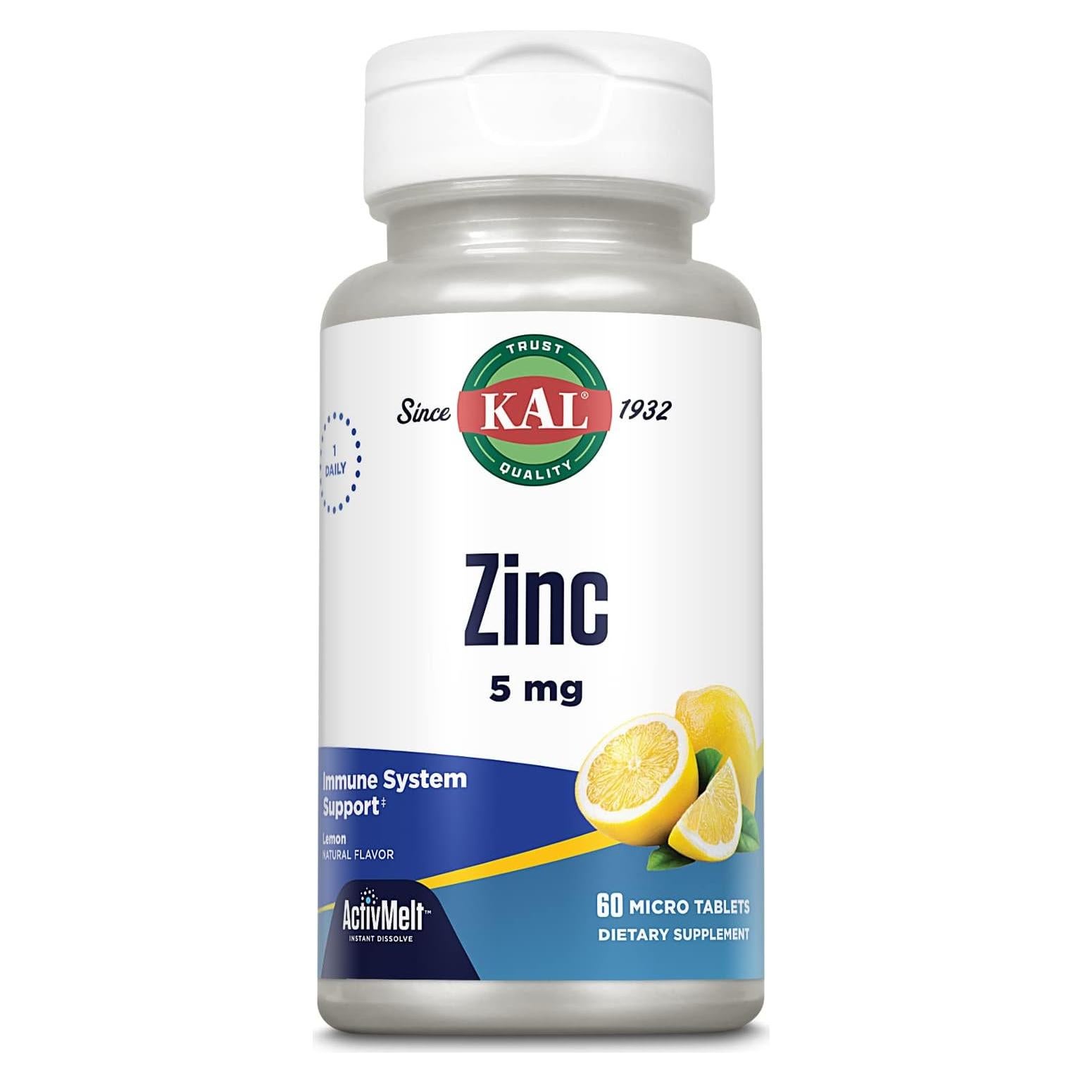 Suplemento de Zinc KAL 5mg ActivMelt Limón 60 Micro Tabletas