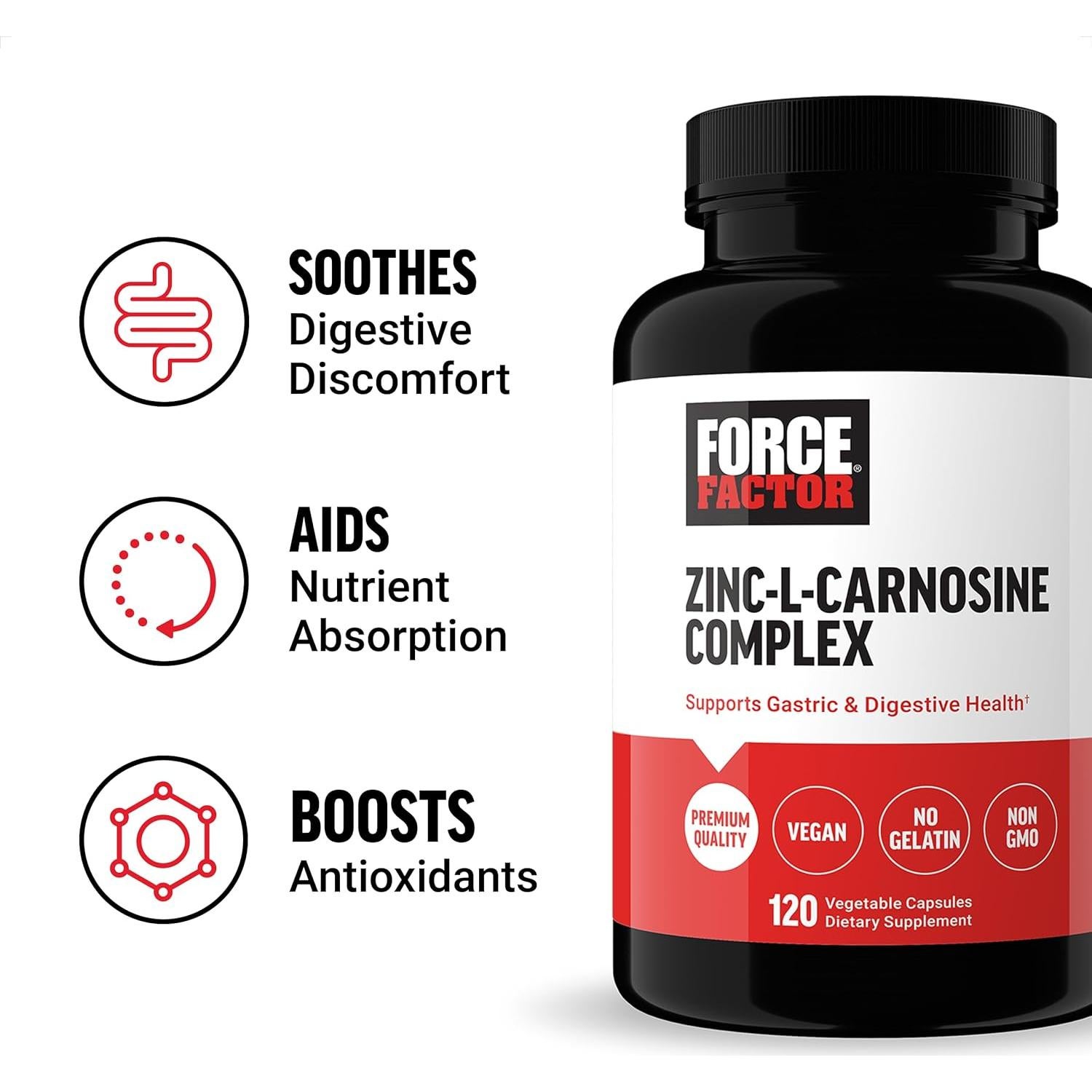 Cápsulas de Zinc L-Carnosina Force Factor 120 Veganas