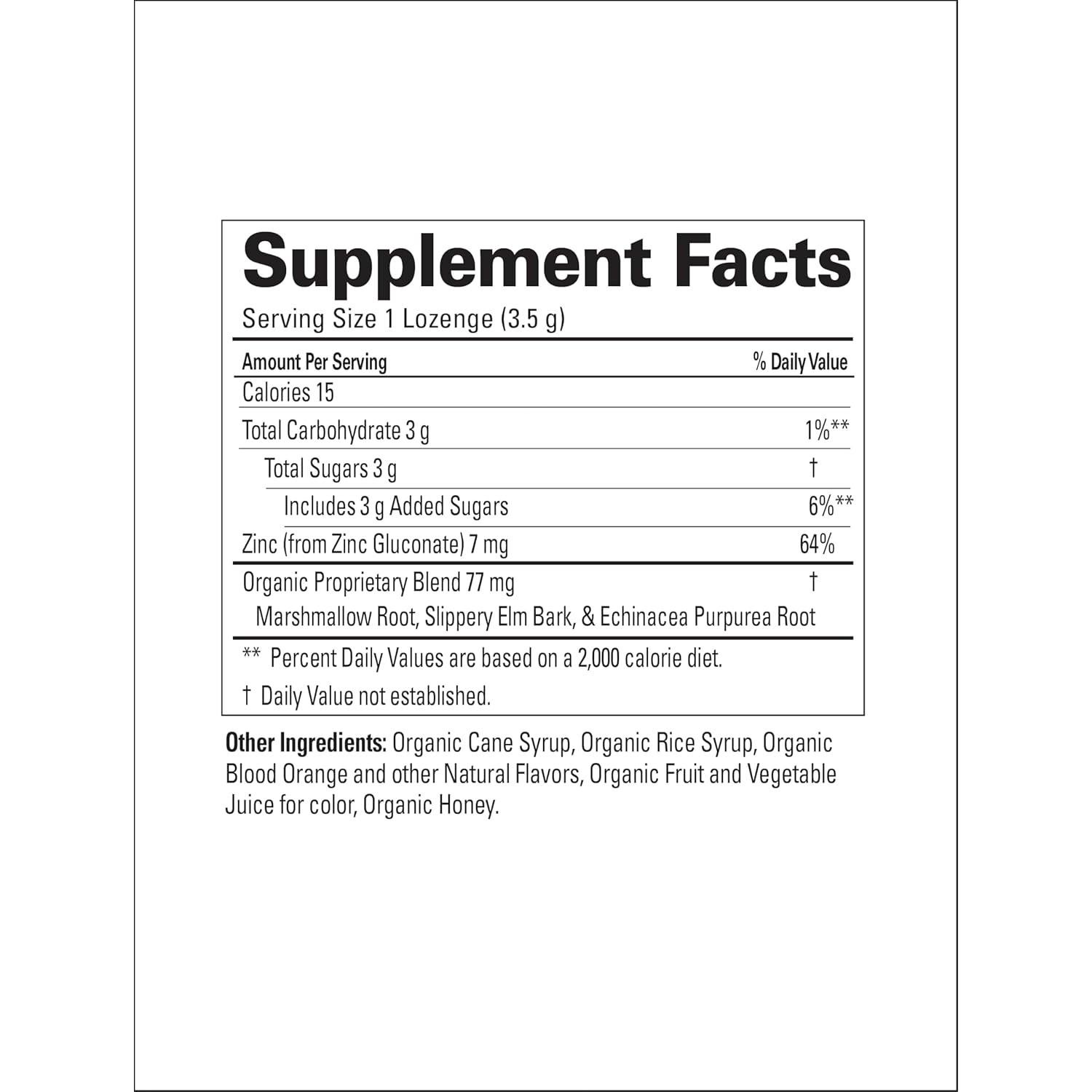 Lozenges de Zinc Orgánico TheraZinc 25 Unidades Sabor Naranja