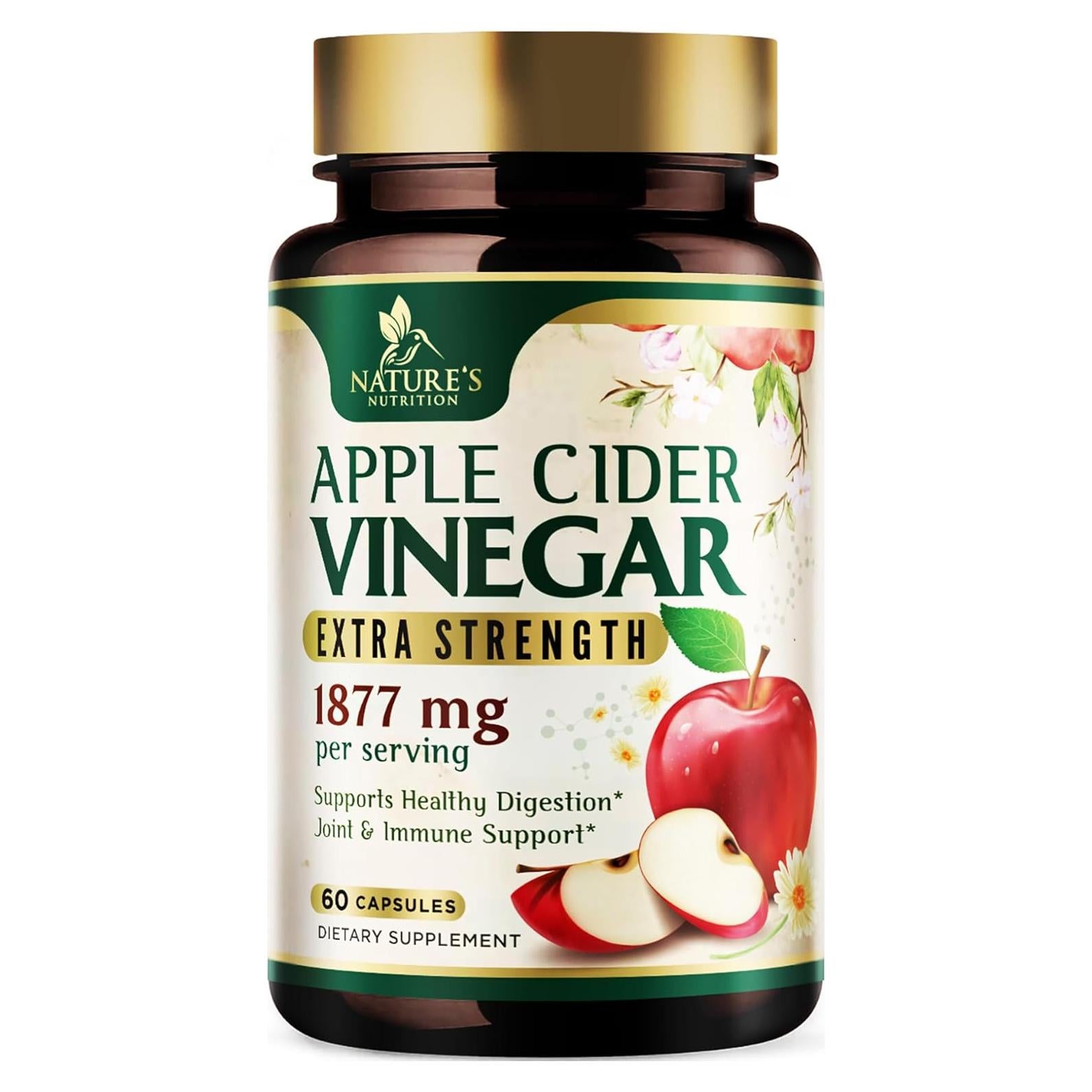 Cápsulas de Vinagre de Sidra de Manzana Nature's Nutrition 1877mg - 60 Unidades