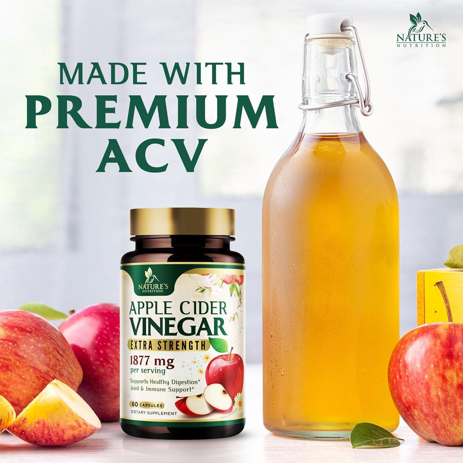 Cápsulas de Vinagre de Sidra de Manzana Nature's Nutrition 1877mg - 60 Unidades