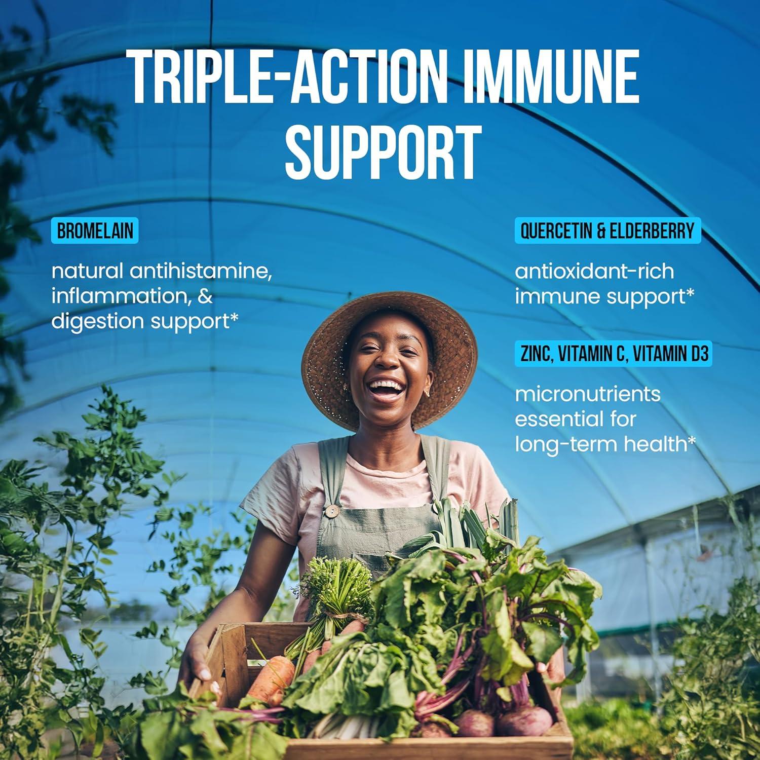 Suplemento Quercetina 500mg con Bromelina y Zinc 50mg