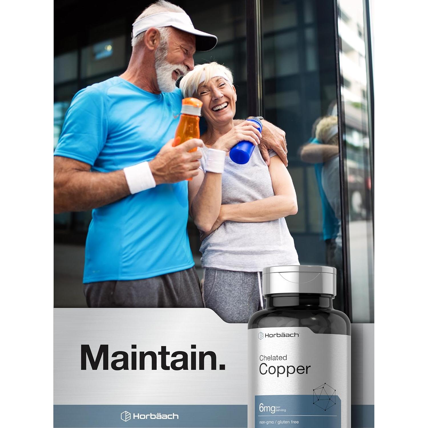 Suplemento de Cobre Quelado Horbaach 6mg - 300 Tabletas Vegetarianas