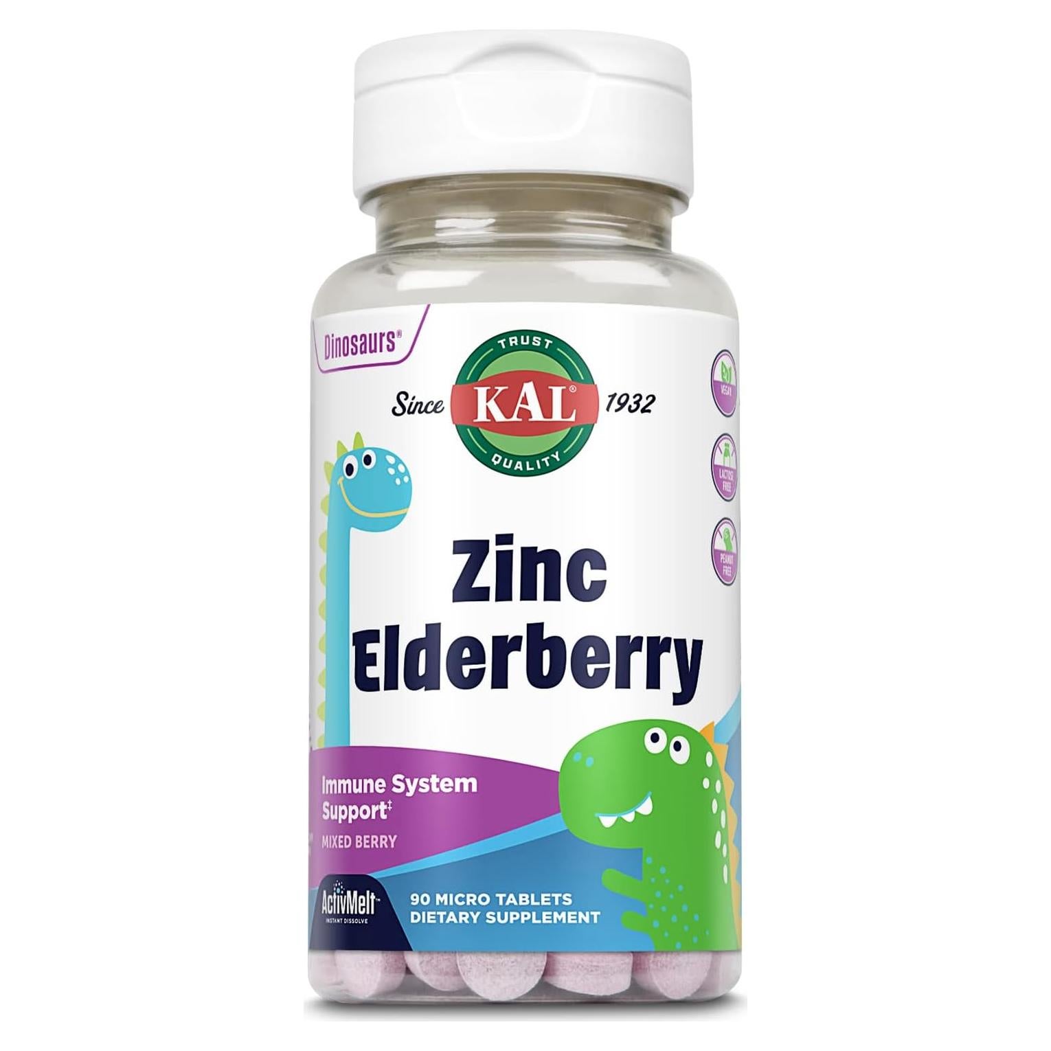 Suplemento Inmunológico KAL Niños Zinc Saúco 90 Tabletas