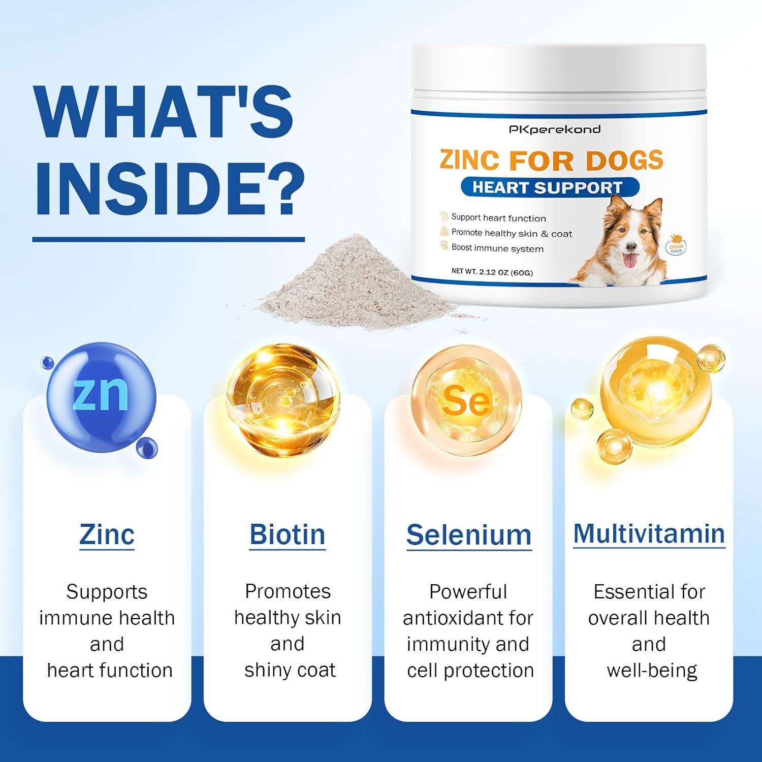 Suplemento de Zinc para Perros PKperekond - Salud Cardíaca y Piel