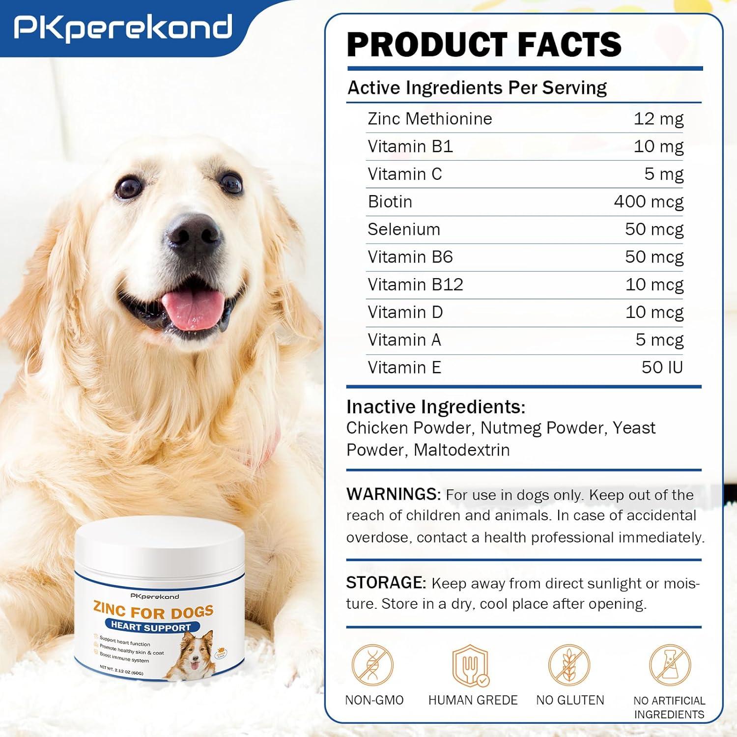 Suplemento de Zinc para Perros PKperekond - Salud Cardíaca y Piel