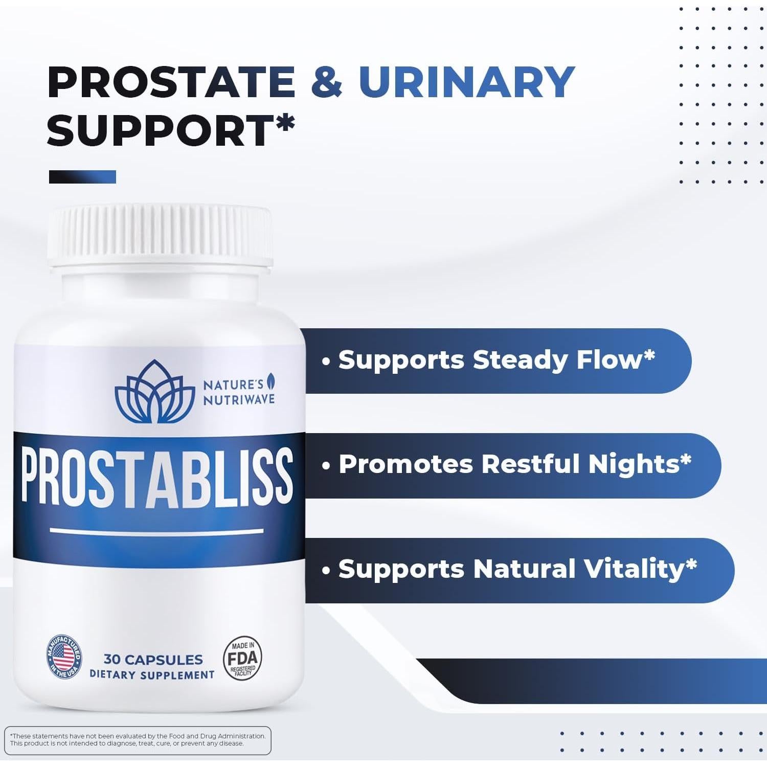 Prostabliss Suplemento Herbal Natural 30 Cápsulas con Zinc y Ginseng