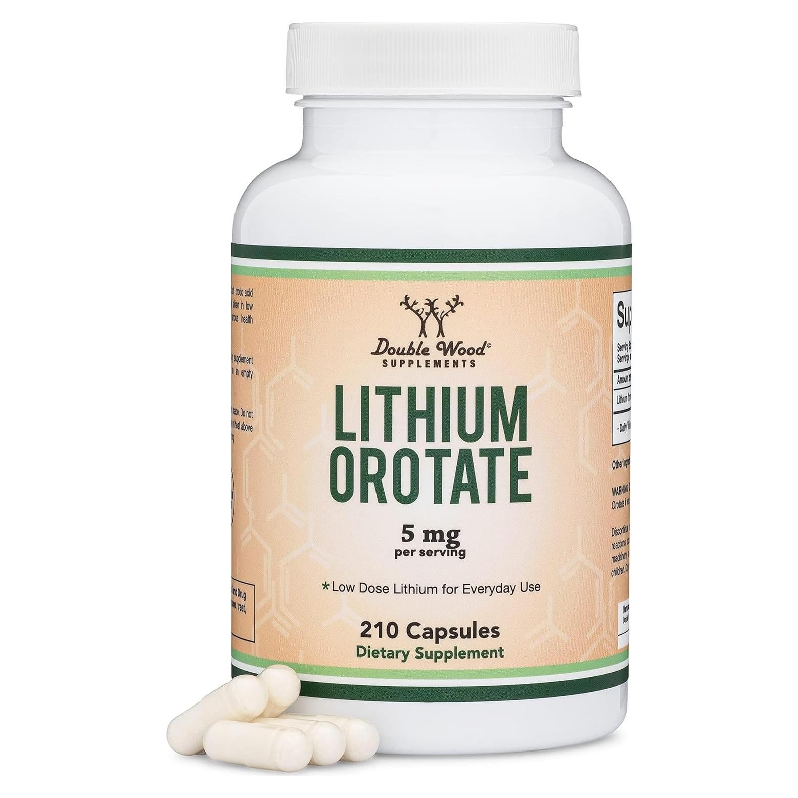Orotato de Litio 5mg Double Wood - 210 Cápsulas Veganas