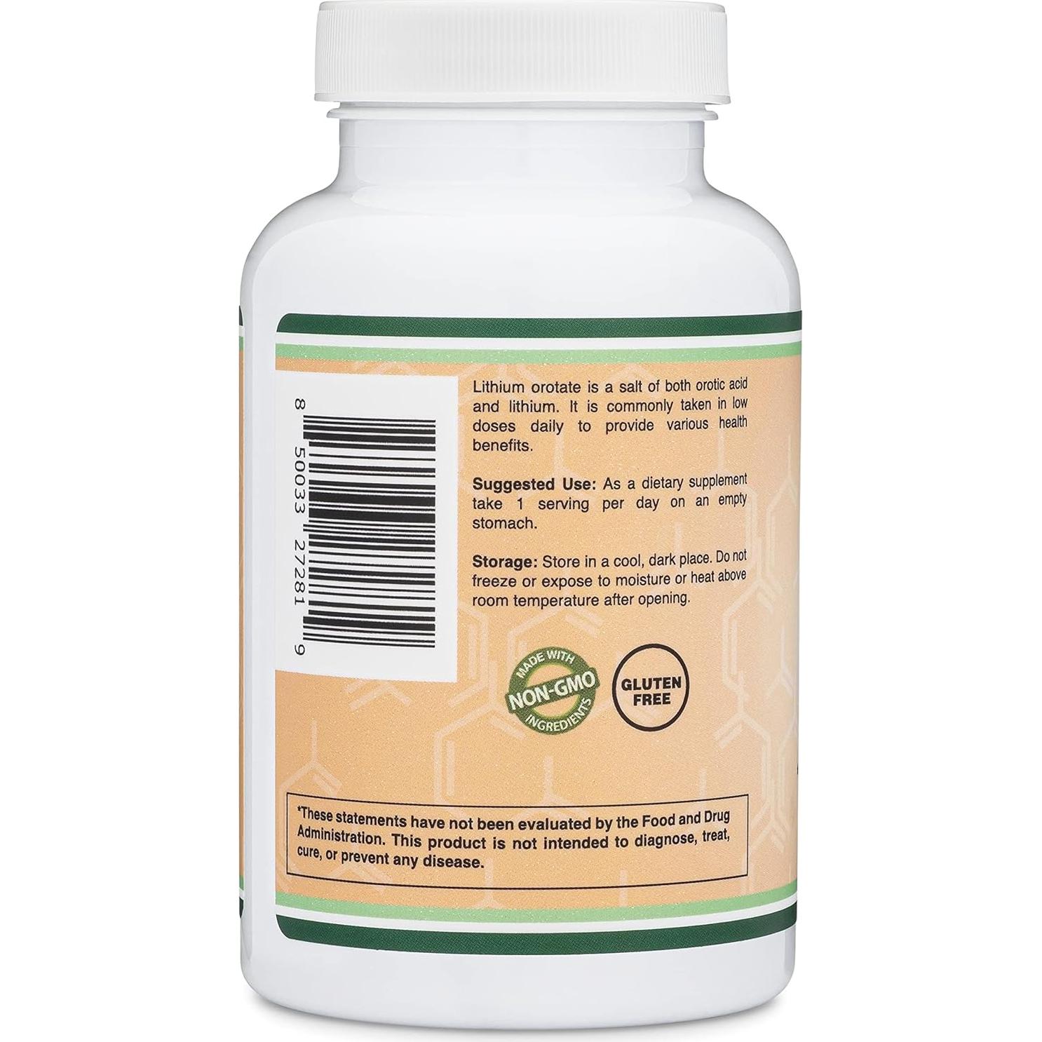 Orotato de Litio 5mg Double Wood - 210 Cápsulas Veganas