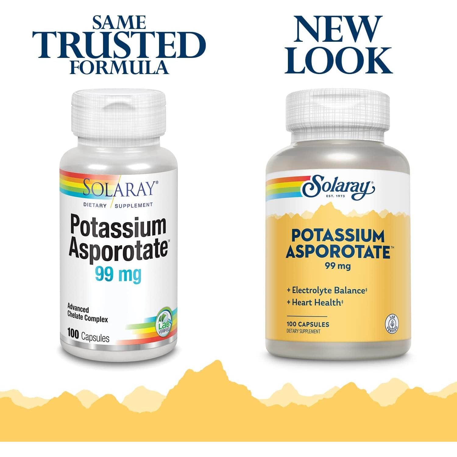 Suplemento Quelado de Potasio Solaray 100 Cápsulas 85g