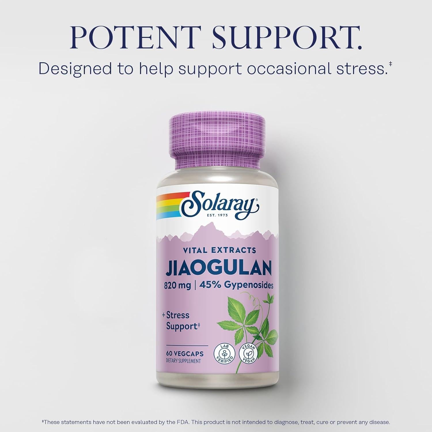 Suplemento Vegano Solaray Jiaogulan 60 VegCaps Antioxidante