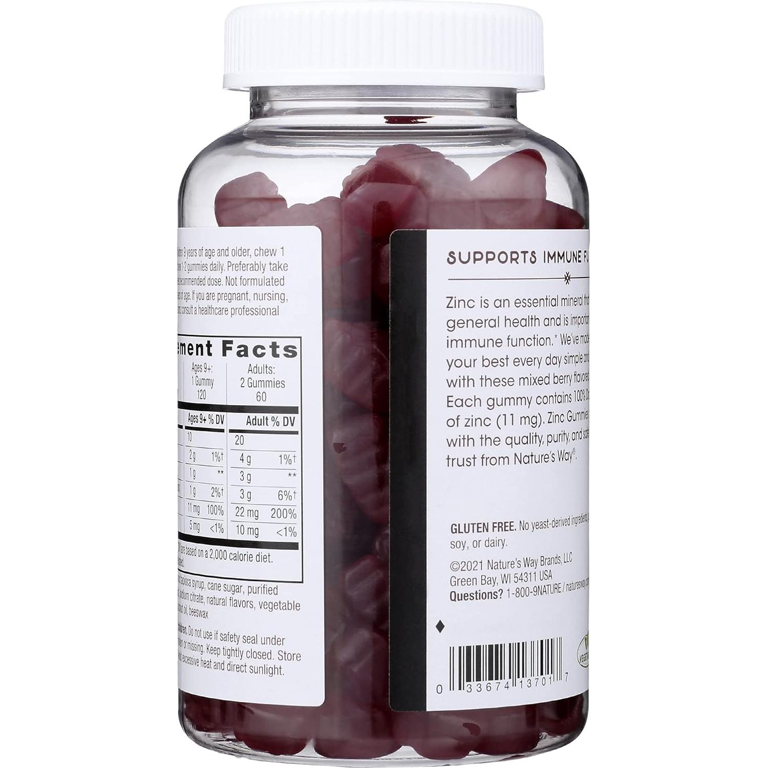 Gomitas de Zinc Nature's Way 120 unidades Sabor Bayas