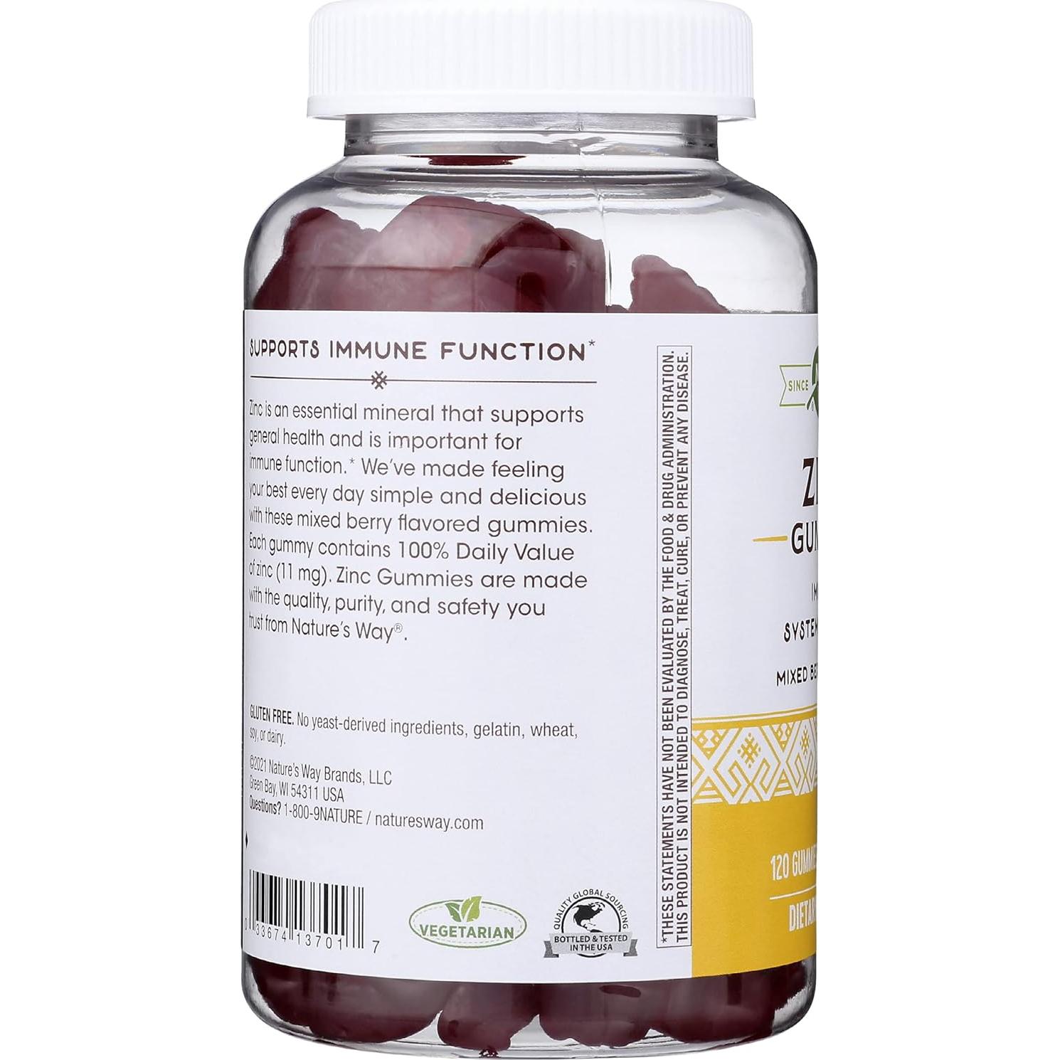 Gomitas de Zinc Nature's Way 120 unidades Sabor Bayas