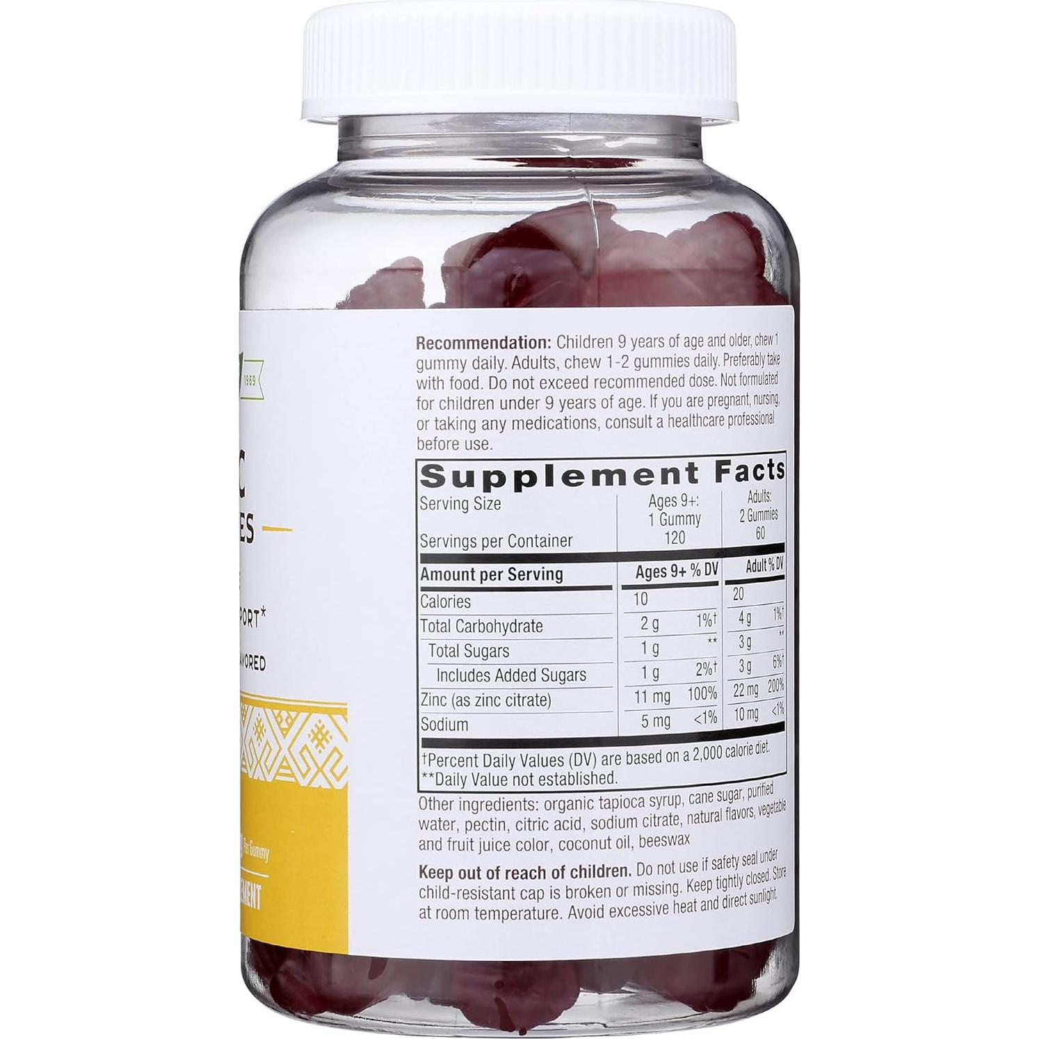 Gomitas de Zinc Nature's Way 120 unidades Sabor Bayas