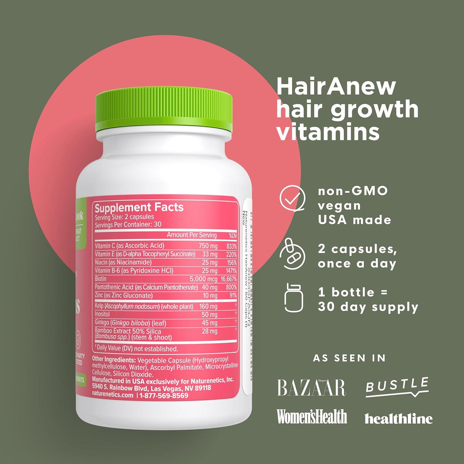 Vitaminas Naturenetics HairAnew para Crecimiento Cabello 81g