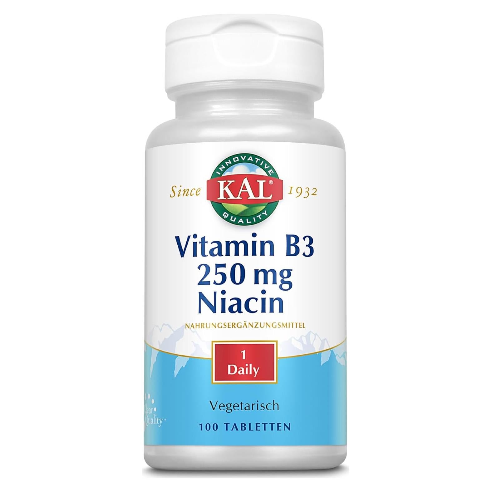 Tabletas de Niacina 250 mg KAL - 100 unidades