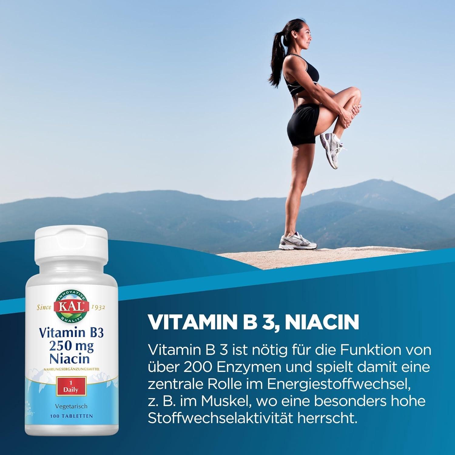 Tabletas de Niacina 250 mg KAL - 100 unidades