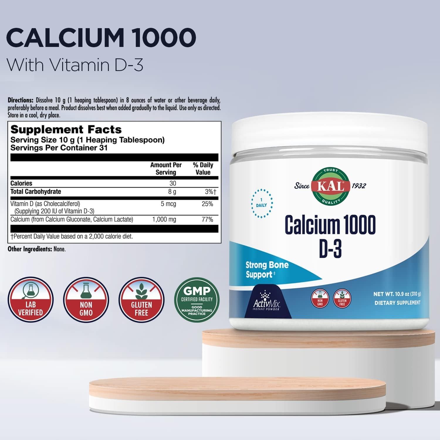 Suplemento de Calcio KAL con Vitamina D-3 en Polvo 308.9 g