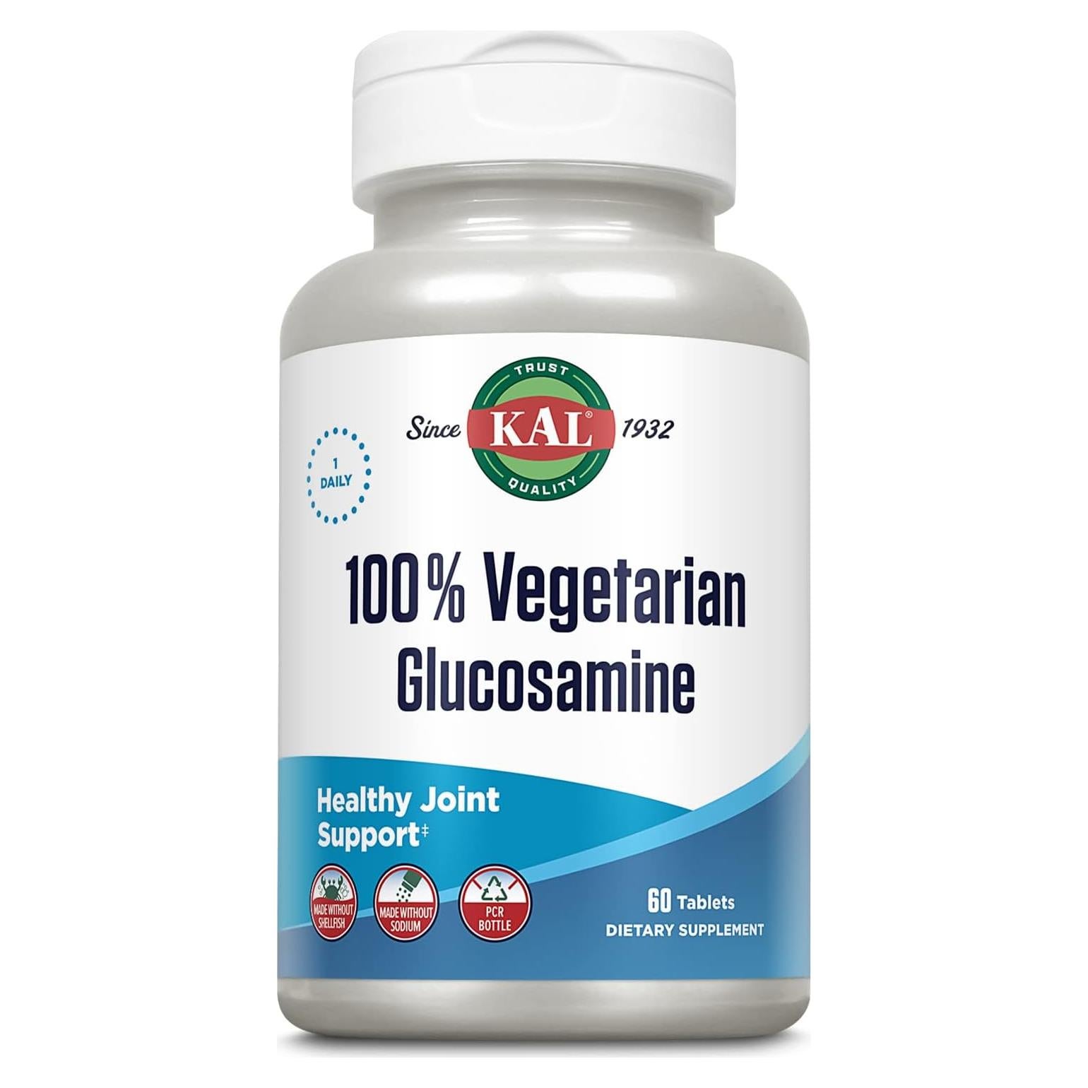 Suplemento KAL Glucosamina 1000 mg Vegano 60 Tabletas