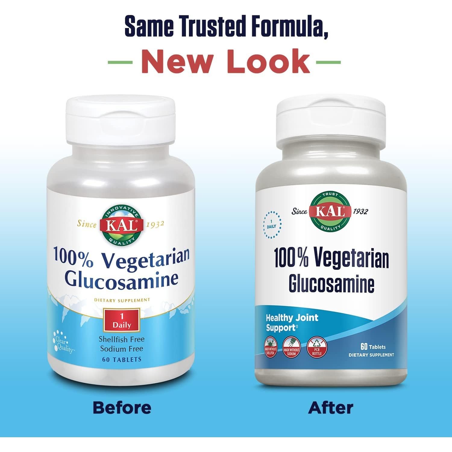 Suplemento KAL Glucosamina 1000 mg Vegano 60 Tabletas