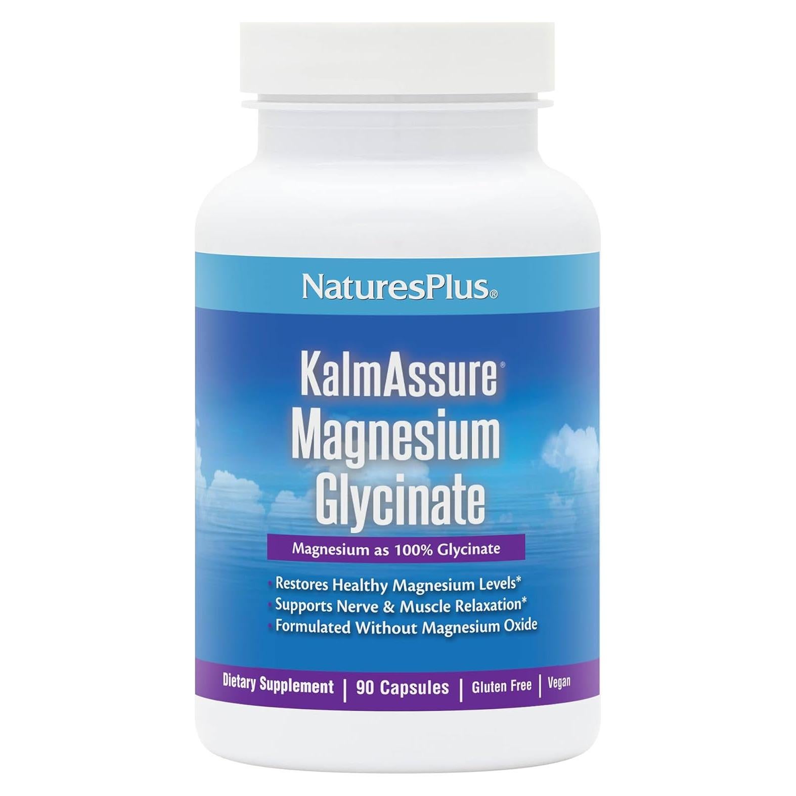 Suplemento de Magnesio Glicinato NaturesPlus - 90 Cápsulas Veganas - Relajación Natural