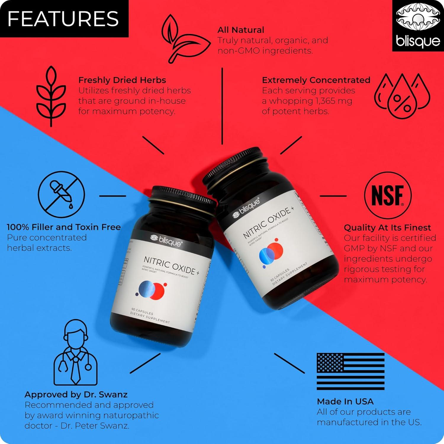 Suplemento Blisque Óxido Nítrico 90 Cápsulas Vegano