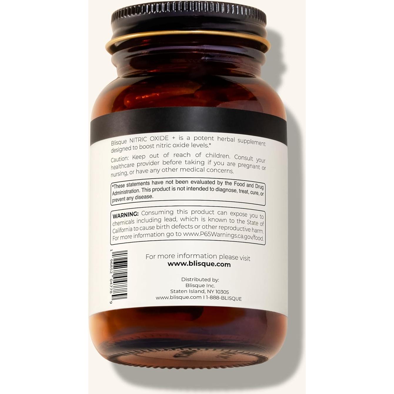 Suplemento Blisque Óxido Nítrico 90 Cápsulas Vegano