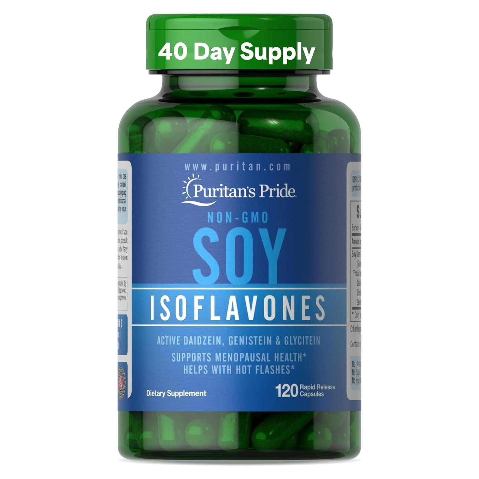 Isoflavonas de Soja No-OGM Puritan's Pride 750mg 120 Cápsulas