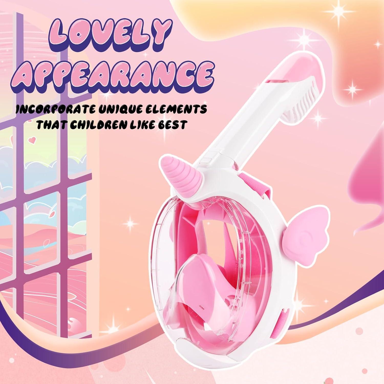 Máscara de Snorkel Vitare para Niños Rosa 180° Antifugas