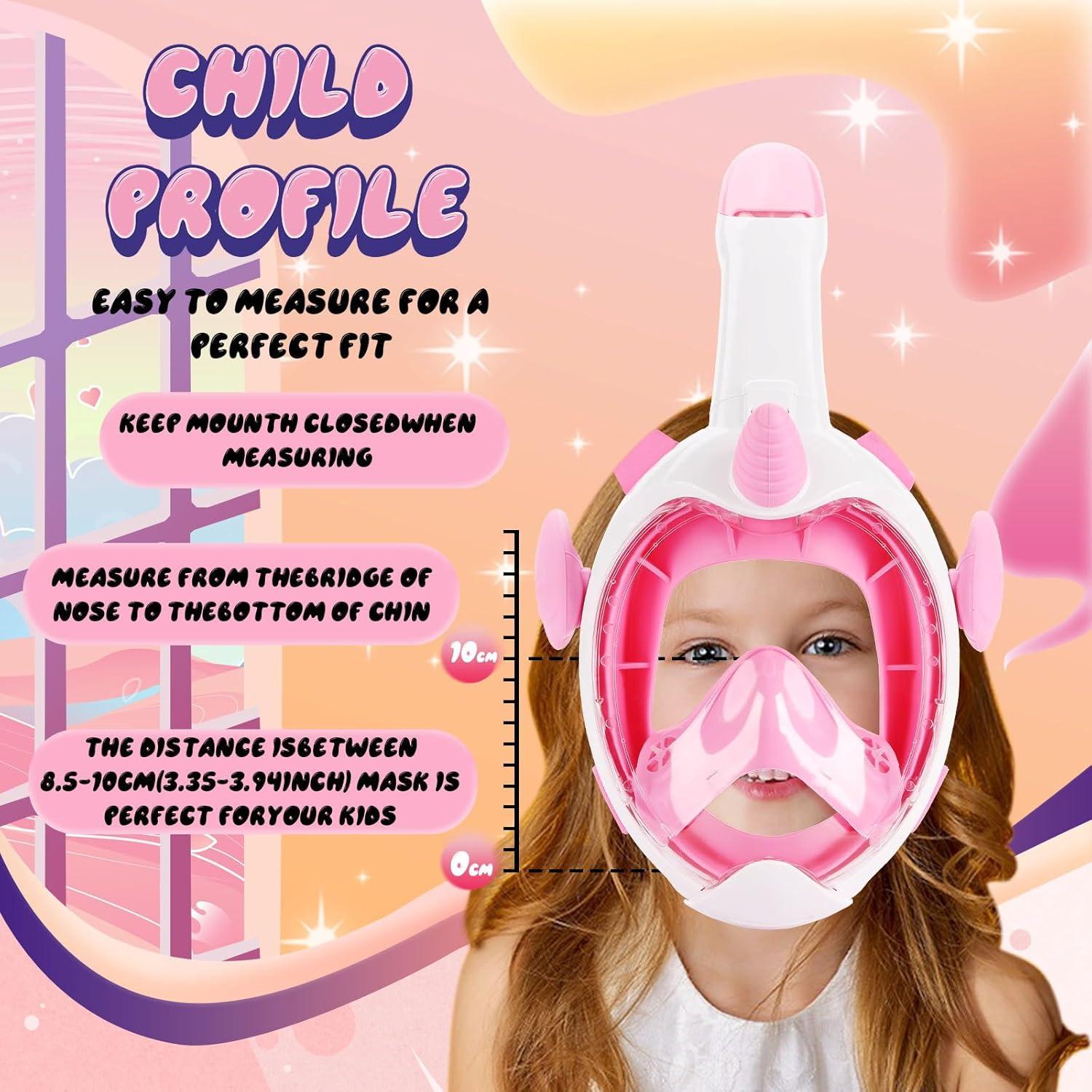 Máscara de Snorkel Vitare para Niños Rosa 180° Antifugas