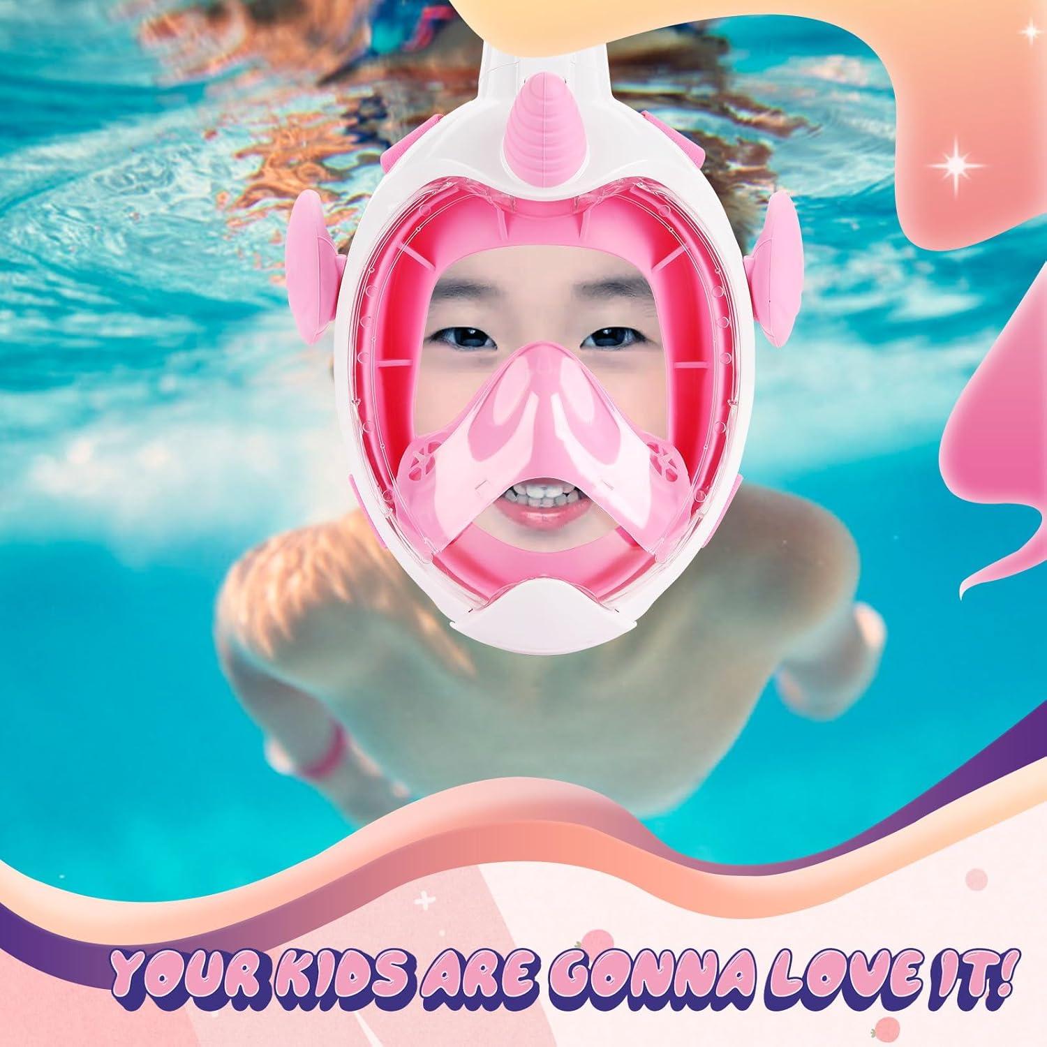 Máscara de Snorkel Vitare para Niños Rosa 180° Antifugas