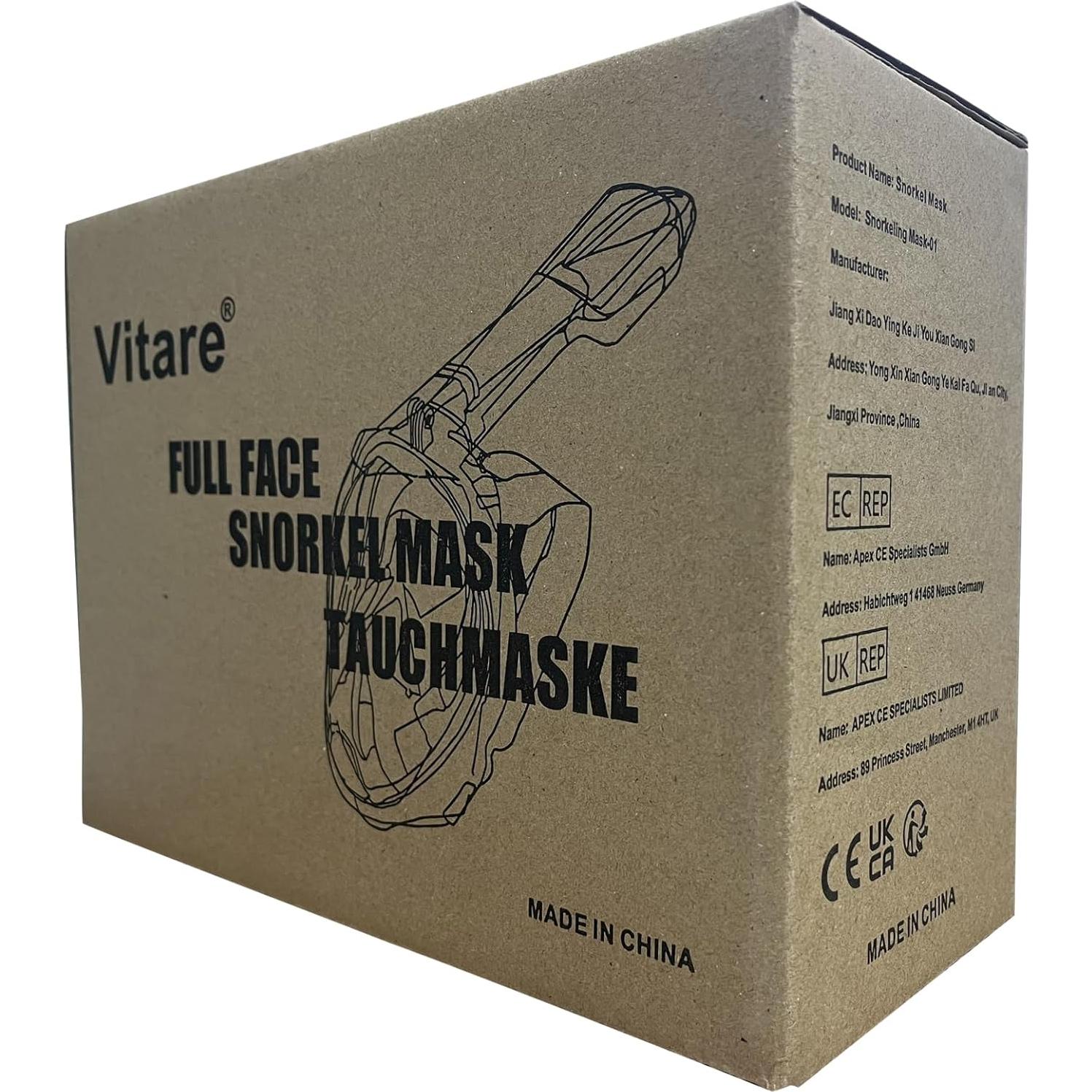 Máscara de Snorkel Vitare para Niños Rosa 180° Antifugas