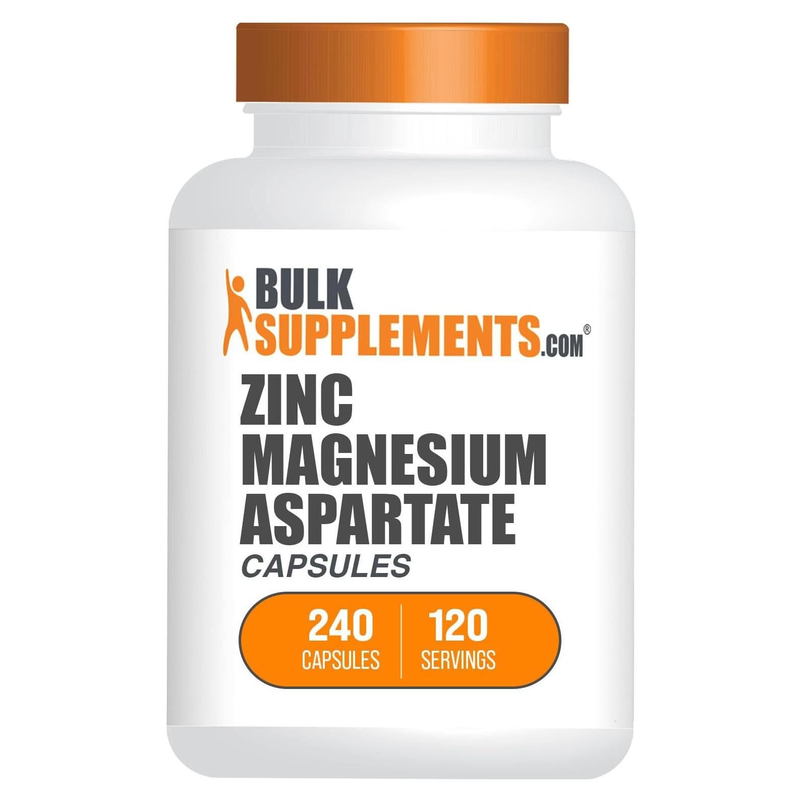 Cápsulas de Aspartato de Zinc y Magnesio BulkSupplements 240 Unidades