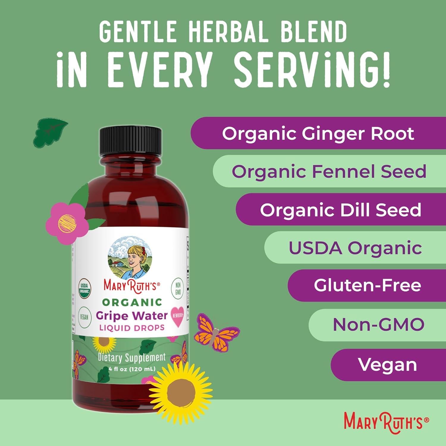 Agua de Gripe Orgánica MaryRuth's para Bebés 118 ml