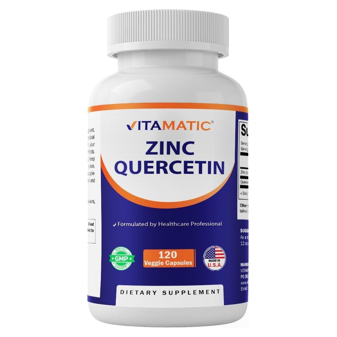 Vitamatic Zinc Quercetin 120 Cápsulas Vegetarianas 30mg Zinc 500mg Quercetina