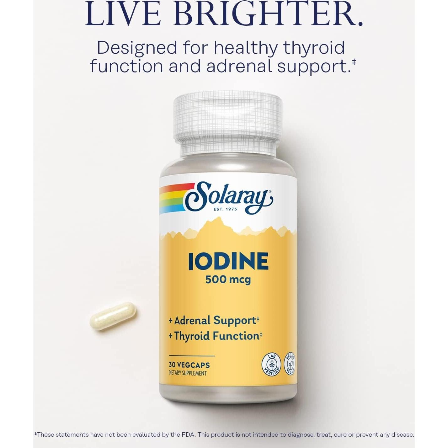 Suplemento de Yodo Solaray 500 mcg - 30 VegCaps