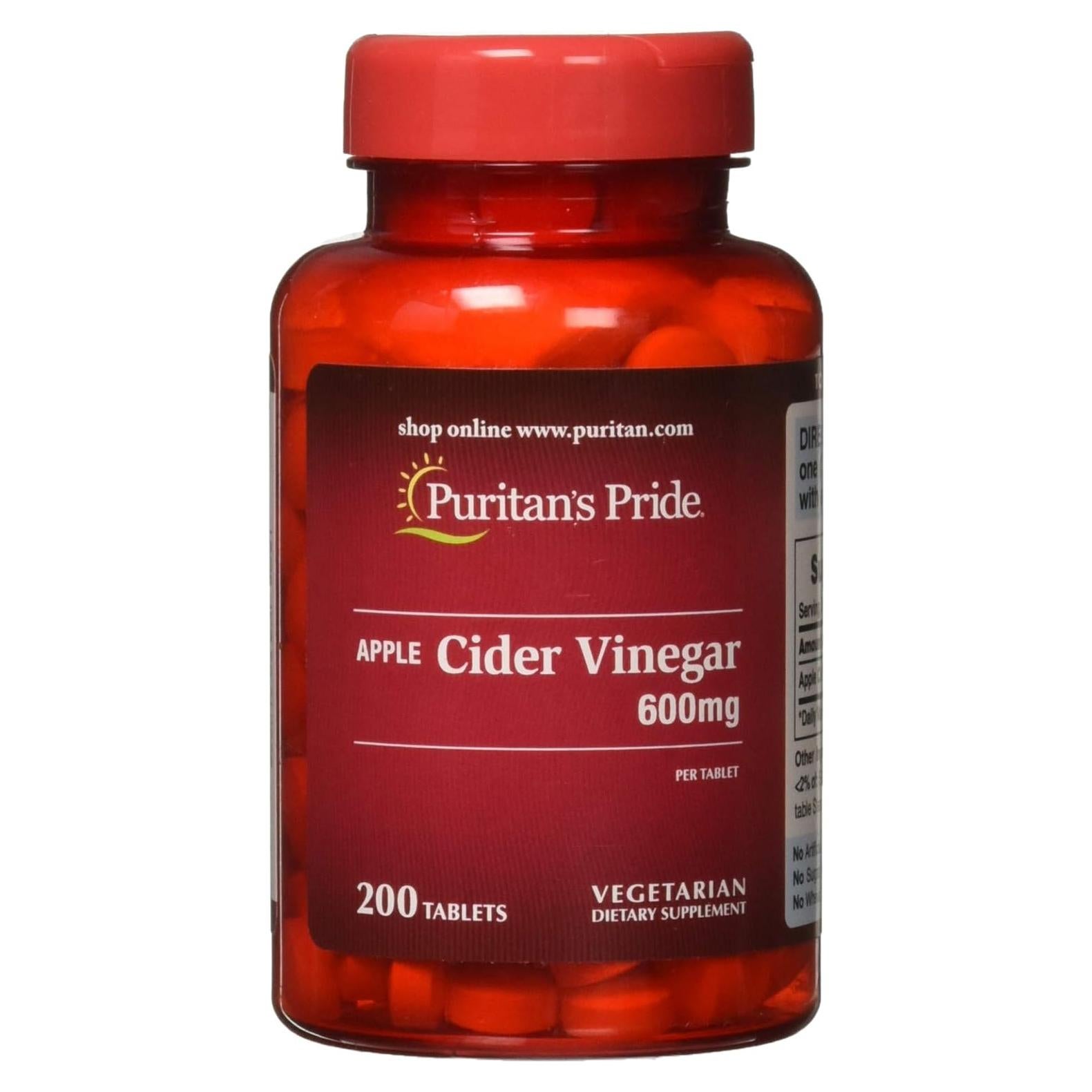 Vinagre de Sidra de Manzana Puritan's Pride 600 mg 200 Tabletas