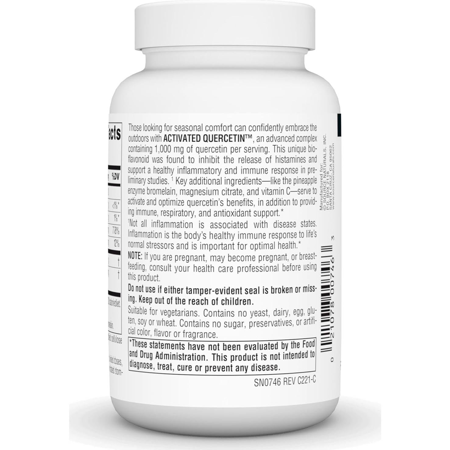 Quercetina Activada Source Naturals - 100 Tabletas Inmunológicas