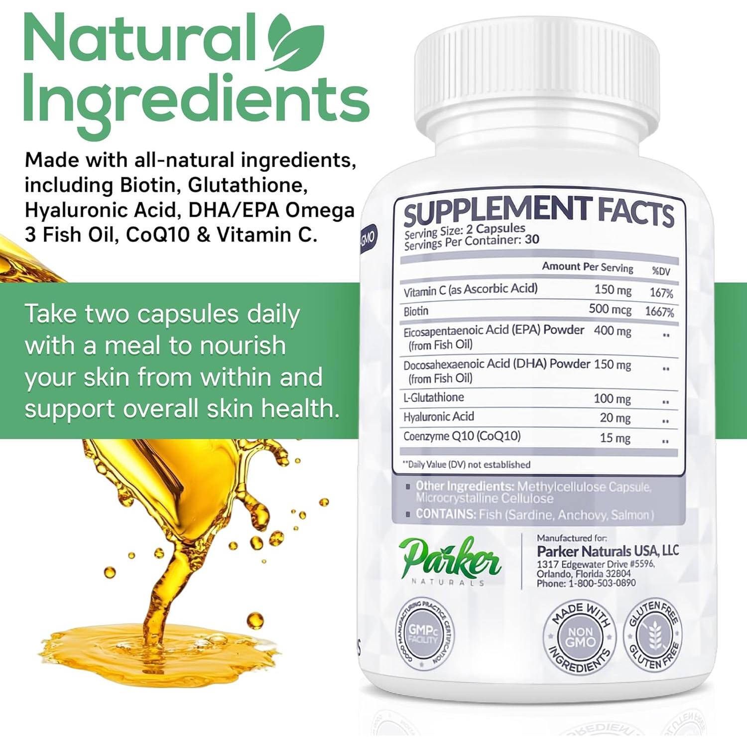 Suplemento Piel Radiante Parker Naturals 60 Cápsulas