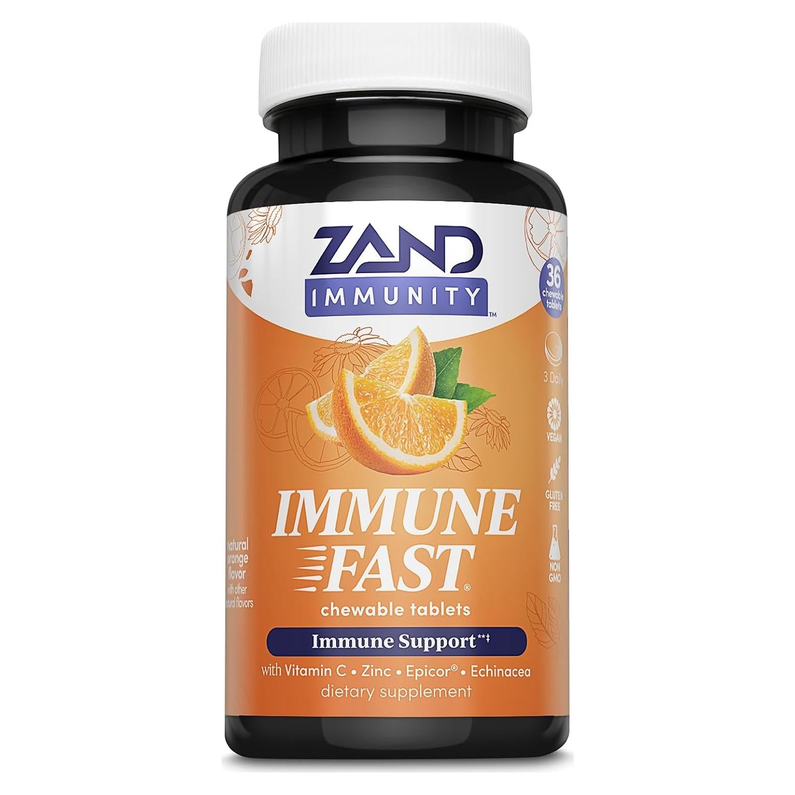 Suplemento Inmunidad Rápida ZAND 36 Masticables Naranja 1000mg Vit C
