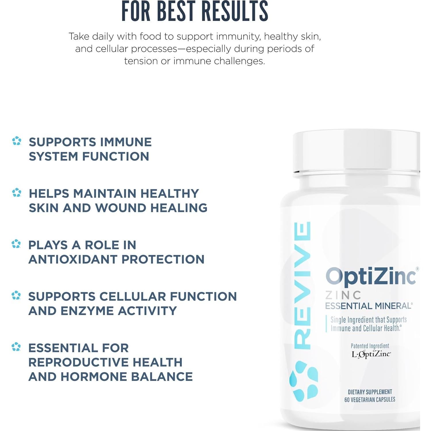 Suplemento de Zinc Revive MD 50mg - 60 Cápsulas Inmunidad