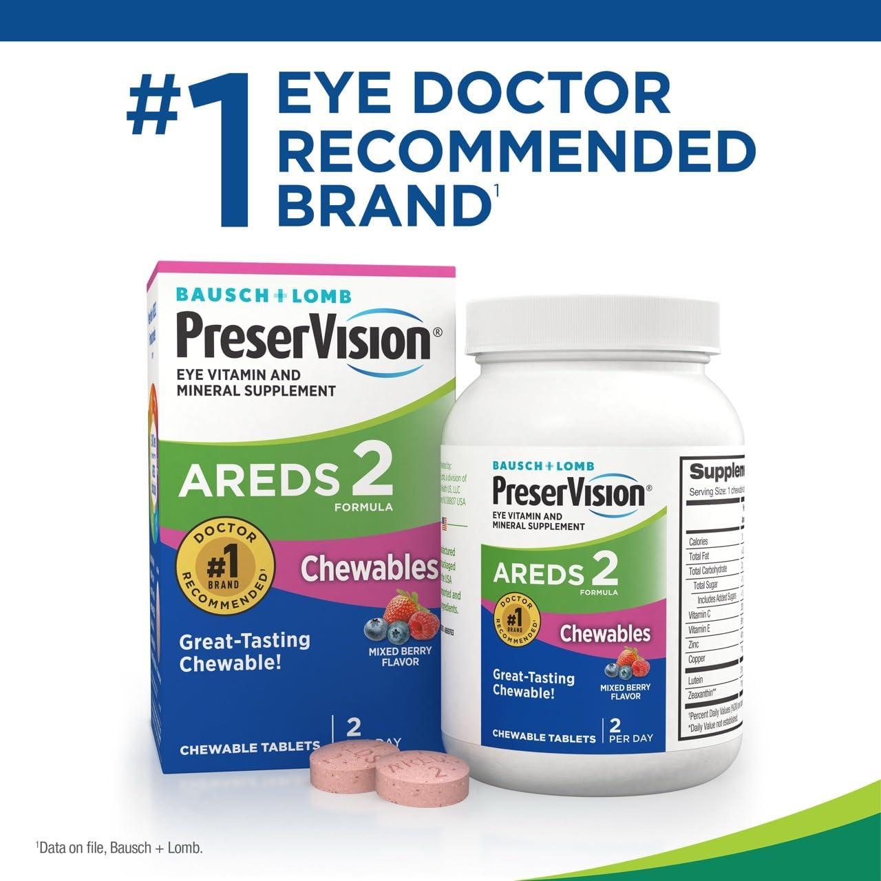 Vitaminas Masticables para Ojos PreserVision AREDS 2 Bausch + Lomb 60 Tabletas